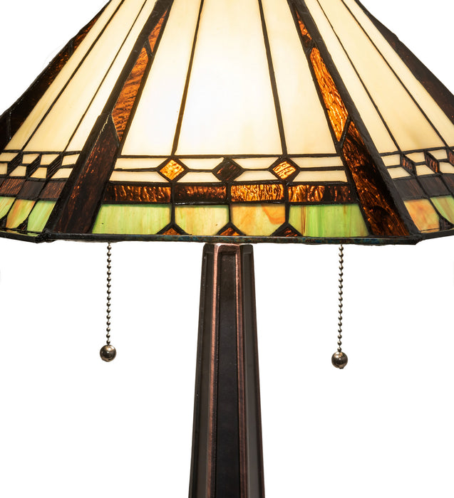 Meyda Tiffany 82313 Two Light Table Lamp, Mahogany Bronze