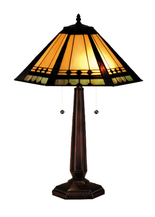 Meyda Tiffany 82313 Two Light Table Lamp, Mahogany Bronze