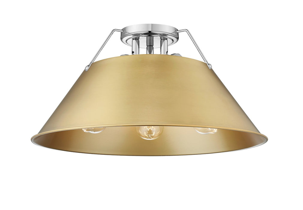 Golden 3306-3FM CH-BCB Three Light Flush Mount, Chrome