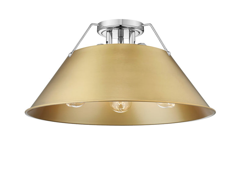 Golden 3306-3FM CH-BCB Three Light Flush Mount, Chrome