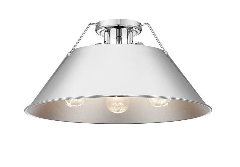 Golden 3306-3FM CH-CH Three Light Flush Mount, Chrome