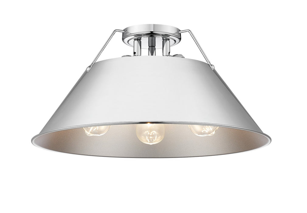 Golden 3306-3FM CH-CH Three Light Flush Mount, Chrome