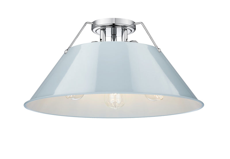Golden 3306-3FM CH-DB Three Light Flush Mount, Chrome