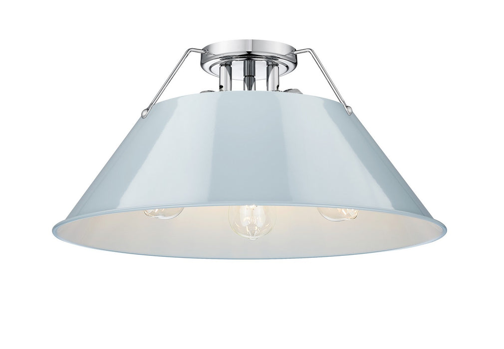 Golden 3306-3FM CH-DB Three Light Flush Mount, Chrome