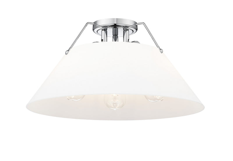 Golden 3306-3FM CH-OP Three Light Flush Mount, Chrome