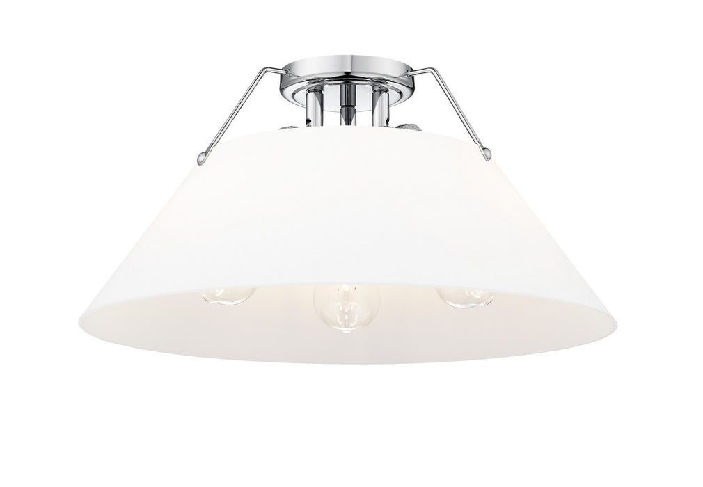 Golden 3306-3FM CH-OP Three Light Flush Mount, Chrome