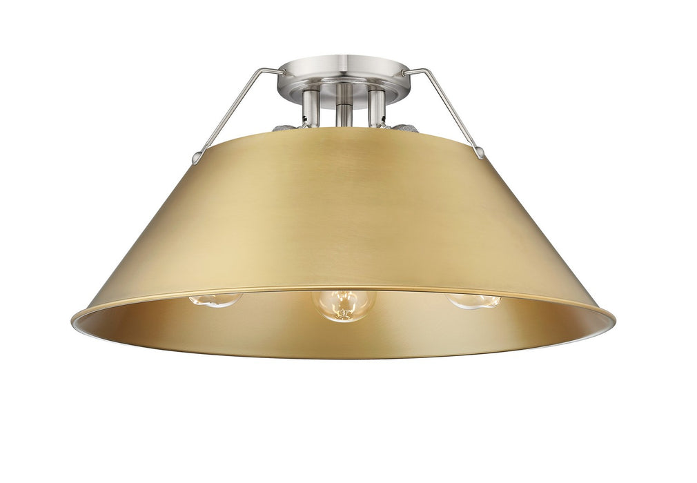 Golden 3306-3FM PW-BCB Three Light Flush Mount, Pewter