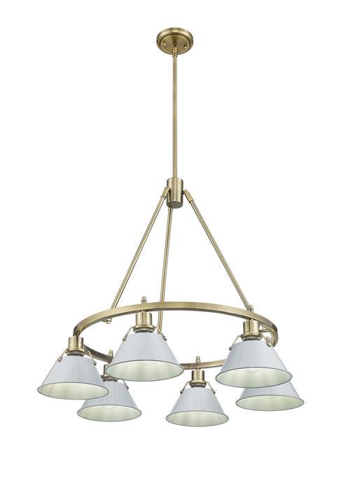 Golden 3306-6 AB-DB Six Light Chandelier, Aged Brass