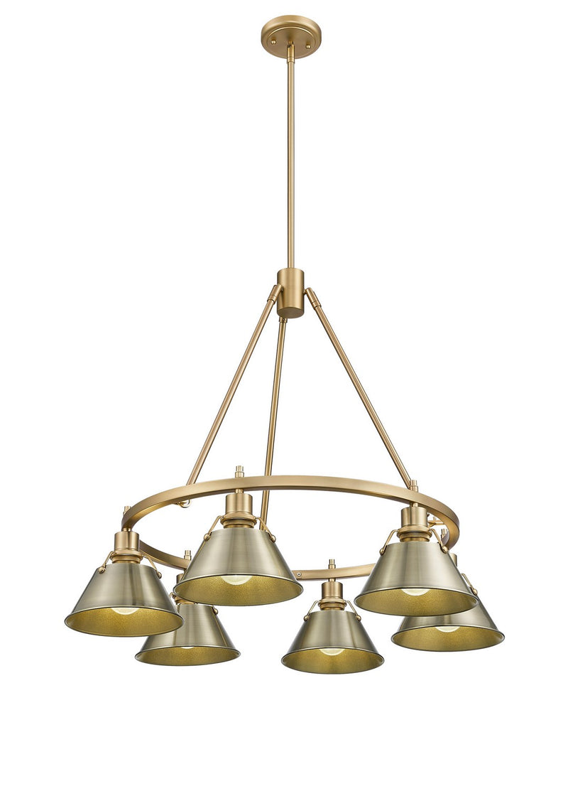 Golden 3306-6 BCB-AB Six Light Chandelier, Brushed Champagne Bronze