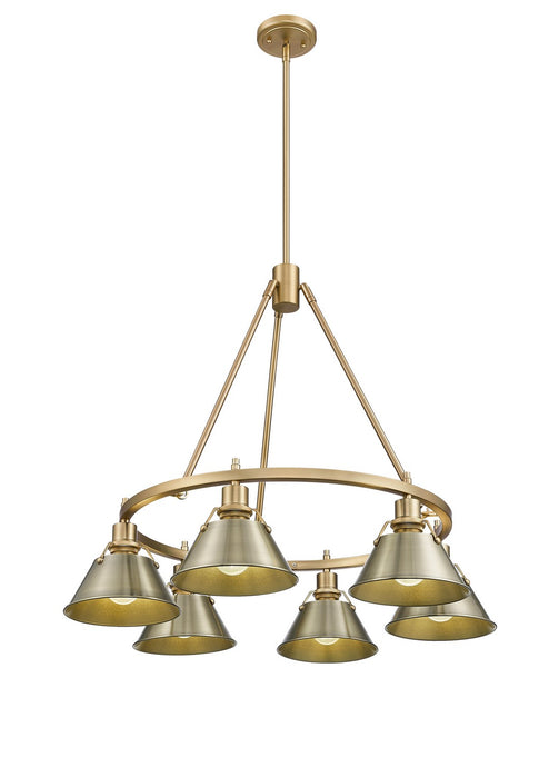 Golden 3306-6 BCB-AB Six Light Chandelier, Brushed Champagne Bronze