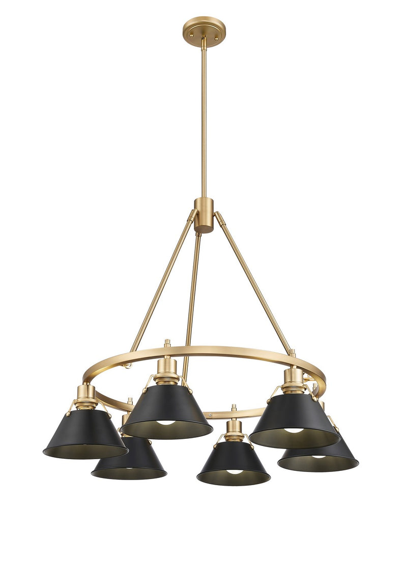Golden 3306-6 BCB-BLK Six Light Chandelier, Brushed Champagne Bronze