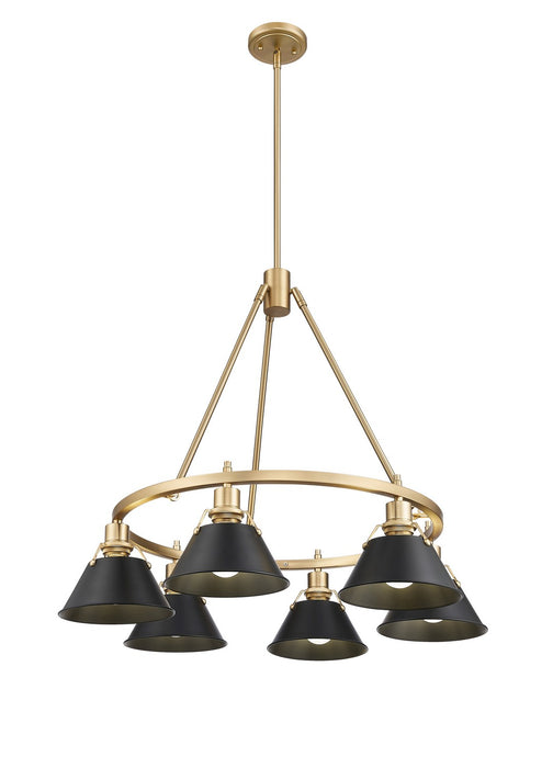 Golden 3306-6 BCB-BLK Six Light Chandelier, Brushed Champagne Bronze