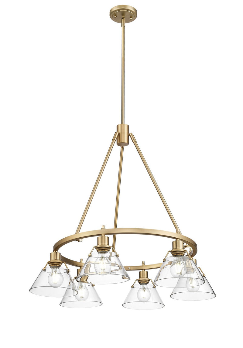 Golden 3306-6 BCB-CLR Six Light Chandelier, Brushed Champagne Bronze