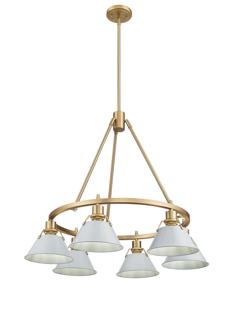 Golden 3306-6 BCB-DB Six Light Chandelier, Brushed Champagne Bronze