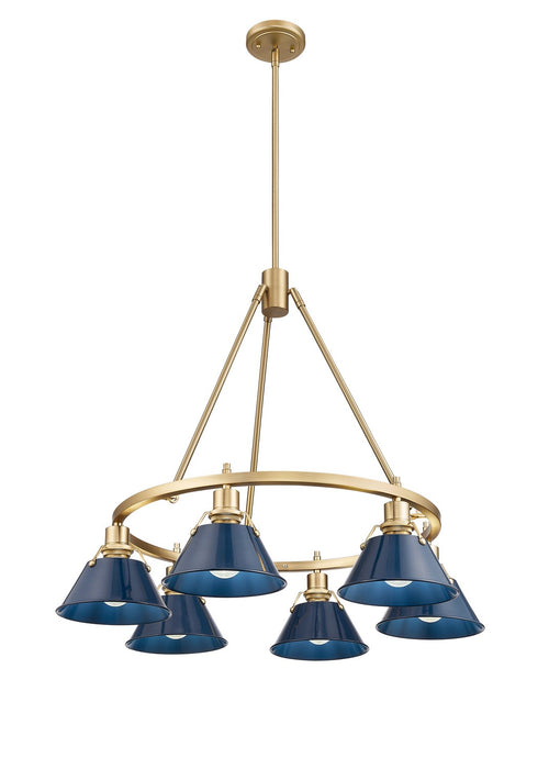 Golden 3306-6 BCB-NVY Six Light Chandelier, Brushed Champagne Bronze