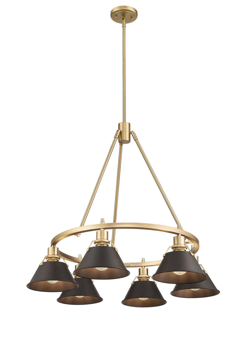 Golden 3306-6 BCB-RBZ Six Light Chandelier, Brushed Champagne Bronze