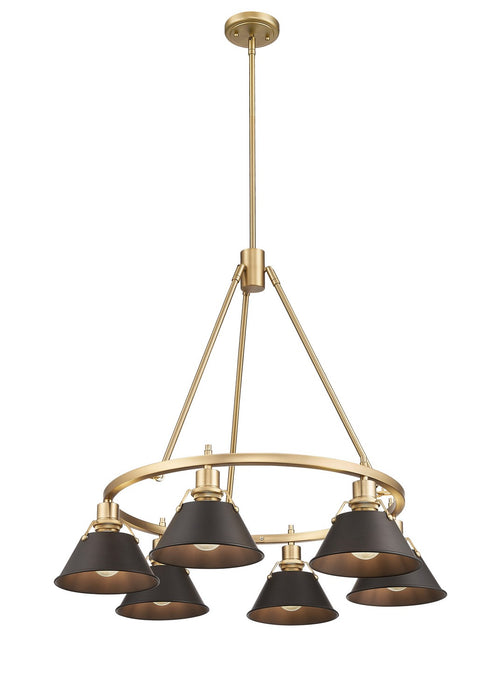 Golden 3306-6 BCB-RBZ Six Light Chandelier, Brushed Champagne Bronze