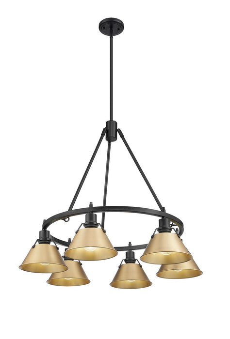 Golden 3306-6 BLK-BCB Six Light Chandelier, Matte Black