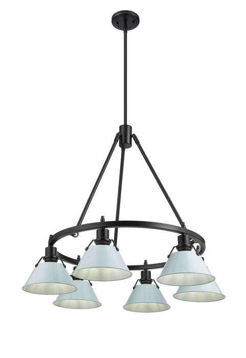 Golden 3306-6 BLK-DB Six Light Chandelier, Matte Black