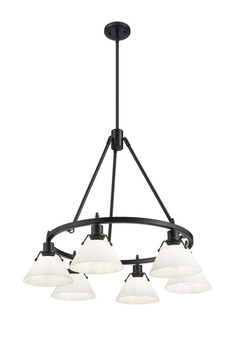 Golden 3306-6 BLK-OP Six Light Chandelier, Matte Black