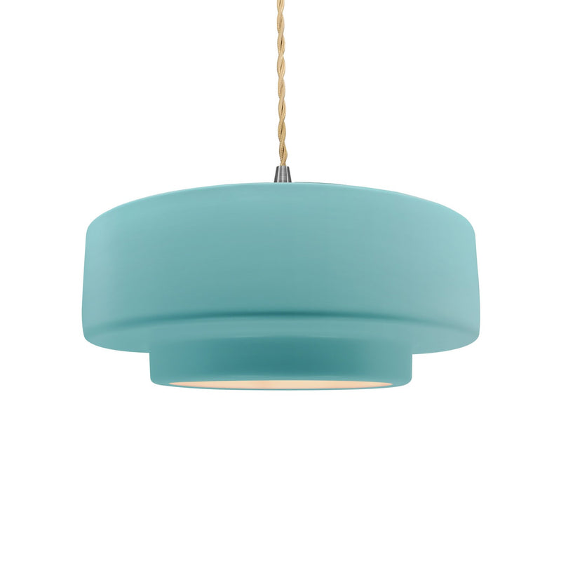 Justice Designs CER-6543-RFPL-NCKL-BEIG-TWST One Light Pendant, Reflecting Pool