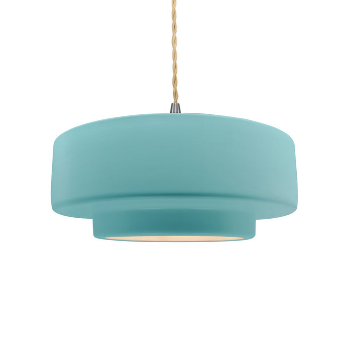 Justice Designs CER-6543-RFPL-NCKL-BEIG-TWST One Light Pendant, Reflecting Pool