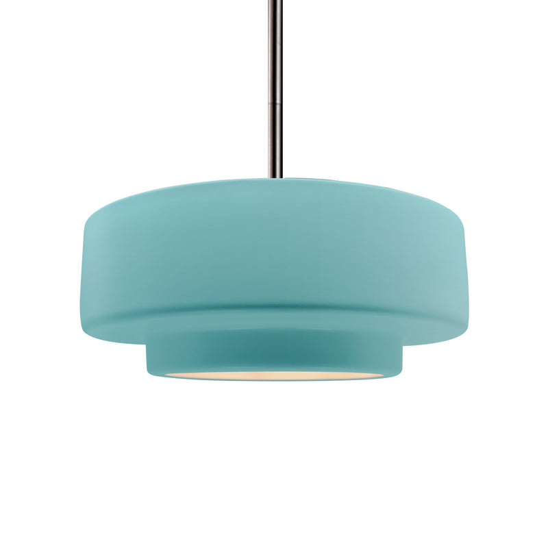 Justice Designs CER-6543-RFPL-NCKL-RIGID One Light Pendant, Reflecting Pool