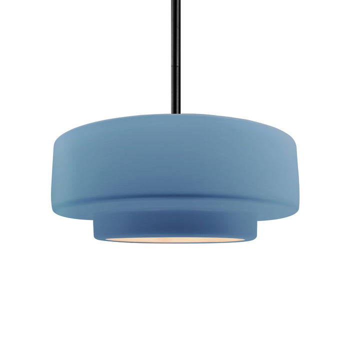 Justice Designs CER-6543-SKBL-MBLK-RIGID One Light Pendant, Sky Blue