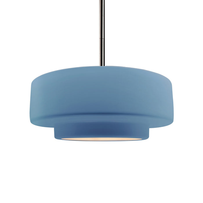 Justice Designs CER-6543-SKBL-NCKL-RIGID One Light Pendant, Sky Blue