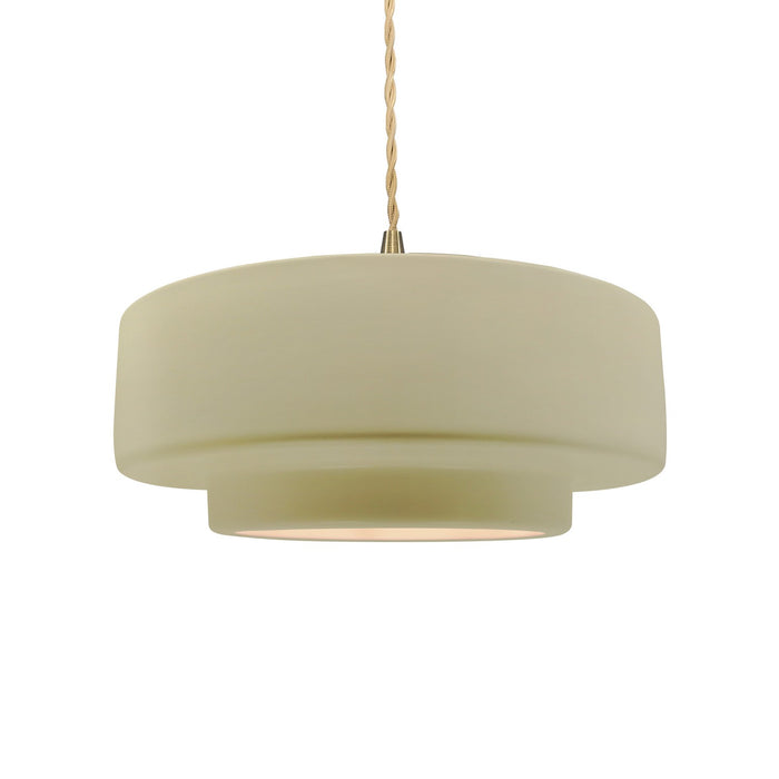 Justice Designs CER-6543-VAN-BRSS-BEIG-TWST One Light Pendant, Vanilla (Gloss)