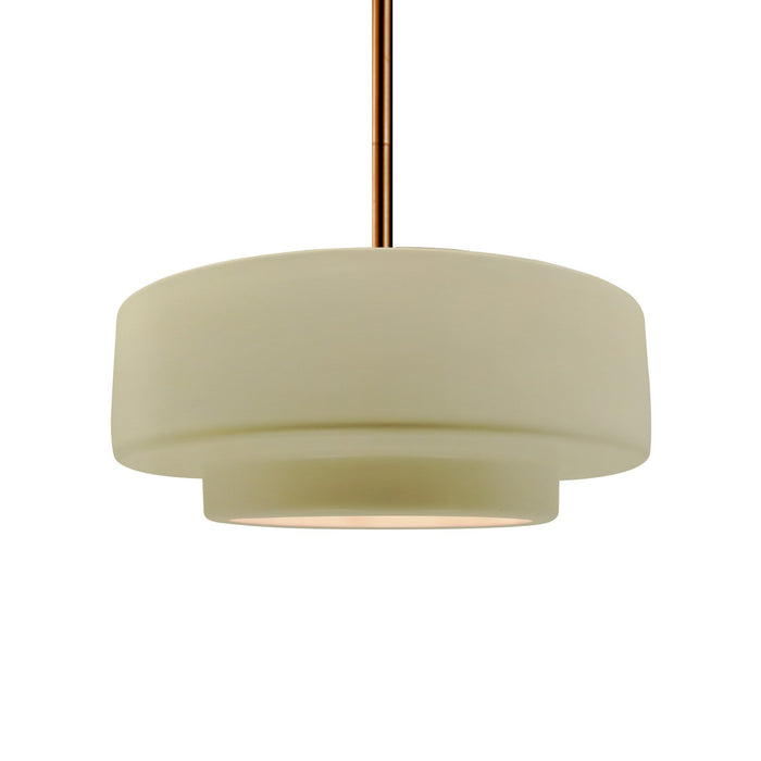 Justice Designs CER-6543-VAN-BRSS-RIGID One Light Pendant, Vanilla (Gloss)