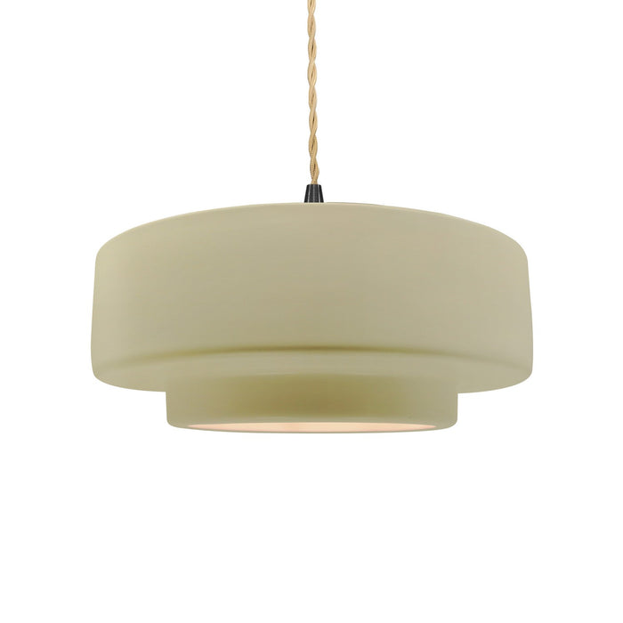 Justice Designs CER-6543-VAN-MBLK-BEIG-TWST One Light Pendant, Vanilla (Gloss)