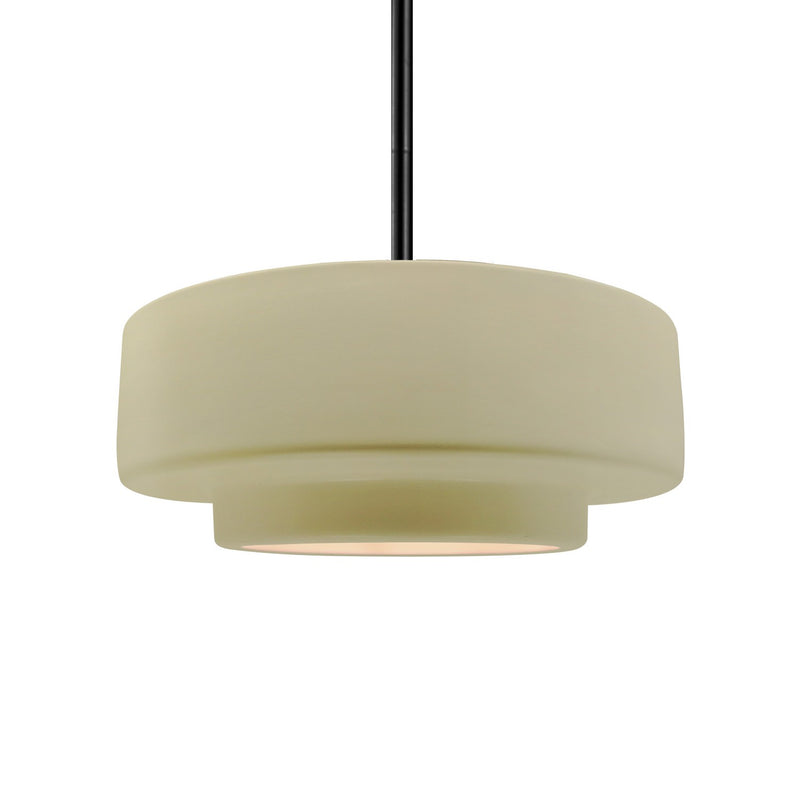 Justice Designs CER-6543-VAN-MBLK-RIGID One Light Pendant, Vanilla (Gloss)