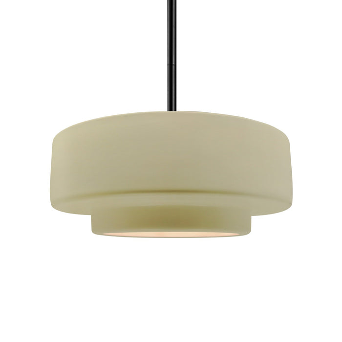 Justice Designs CER-6543-VAN-MBLK-RIGID One Light Pendant, Vanilla (Gloss)