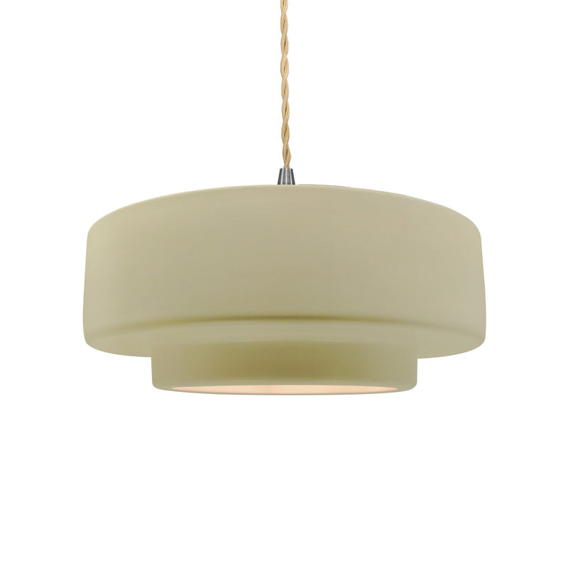 Justice Designs CER-6543-VAN-NCKL-BEIG-TWST One Light Pendant, Vanilla (Gloss)