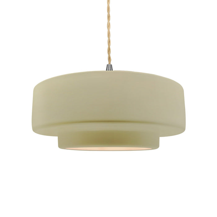 Justice Designs CER-6543-VAN-NCKL-BEIG-TWST One Light Pendant, Vanilla (Gloss)