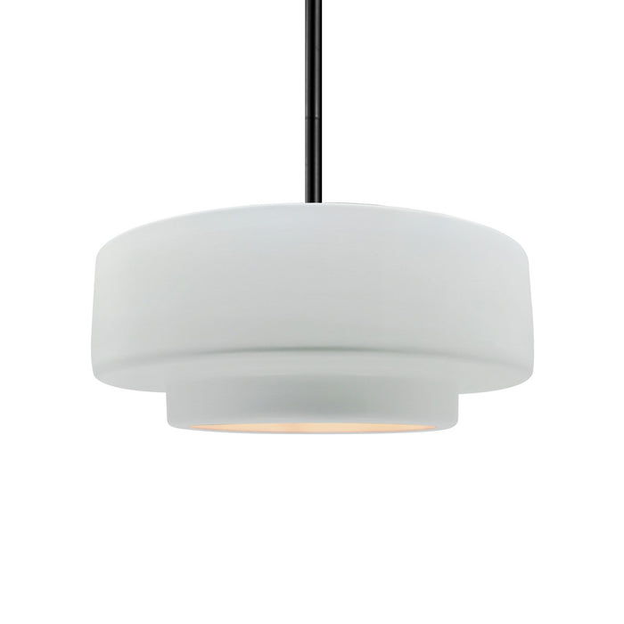 Justice Designs CER-6543-WTWT-MBLK-RIGID One Light Pendant, Gloss White (outside and inside of fixture)