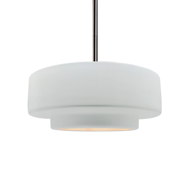 Justice Designs CER-6543-WTWT-NCKL-RIGID One Light Pendant, Gloss White (outside and inside of fixture)