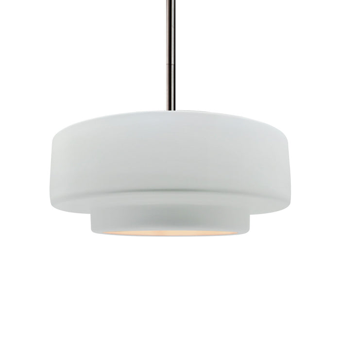 Justice Designs CER-6543-WTWT-NCKL-RIGID One Light Pendant, Gloss White (outside and inside of fixture)