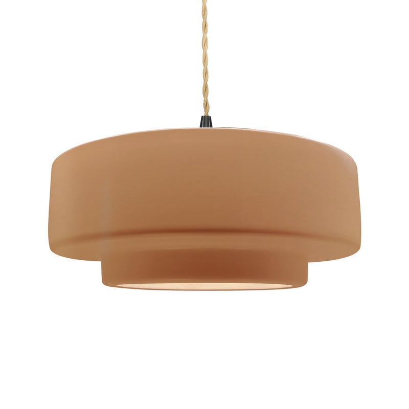 Justice Designs CER-6545-ADOB-MBLK-BEIG-TWST One Light Pendant, Adobe
