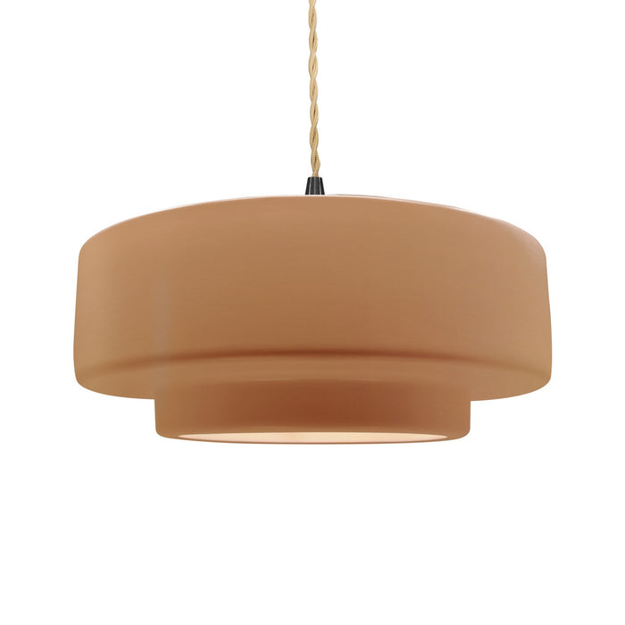 Justice Designs CER-6545-ADOB-MBLK-BEIG-TWST One Light Pendant, Adobe