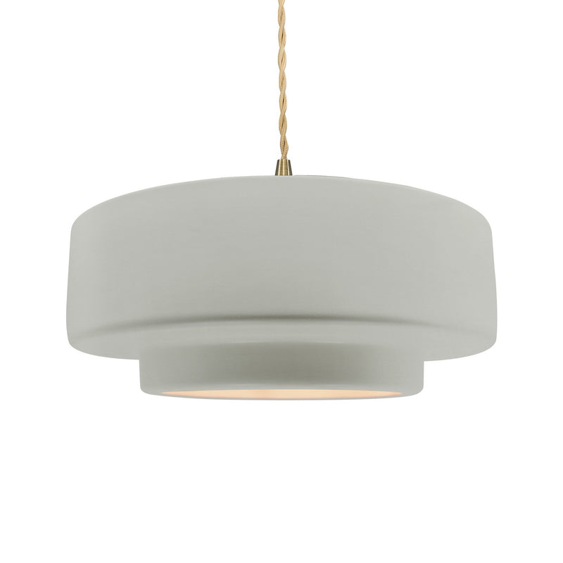 Justice Designs CER-6545-BIS-BRSS-BEIG-TWST One Light Pendant, Bisque