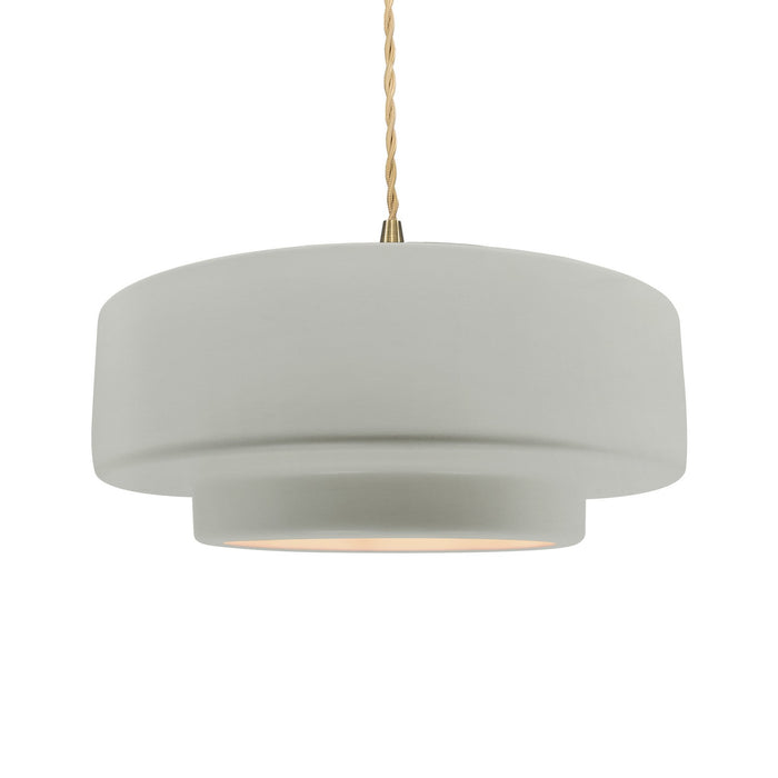 Justice Designs CER-6545-BIS-BRSS-BEIG-TWST One Light Pendant, Bisque