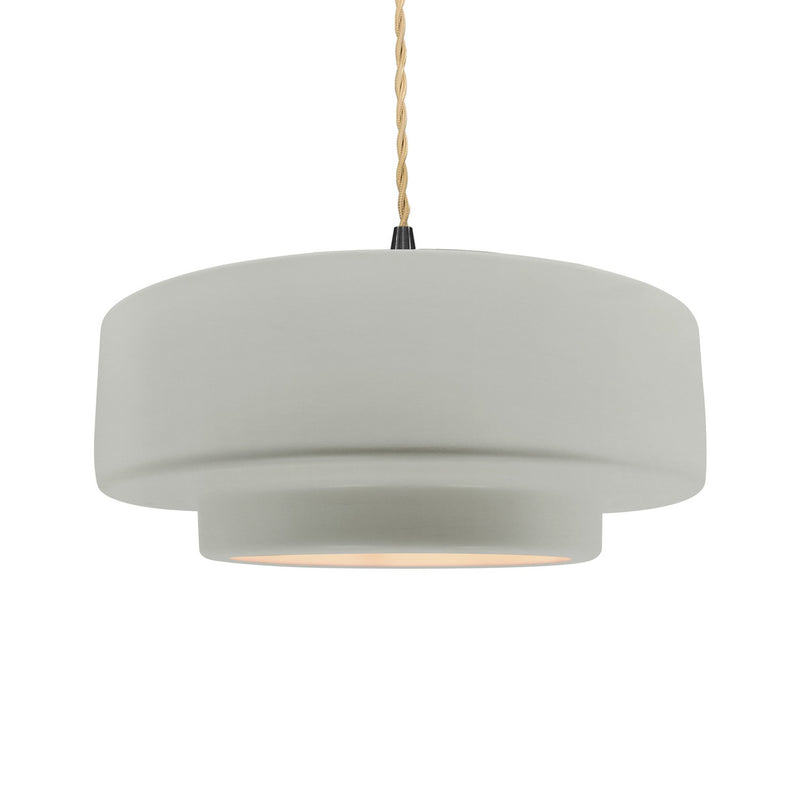 Justice Designs CER-6545-BIS-MBLK-BEIG-TWST One Light Pendant, Bisque