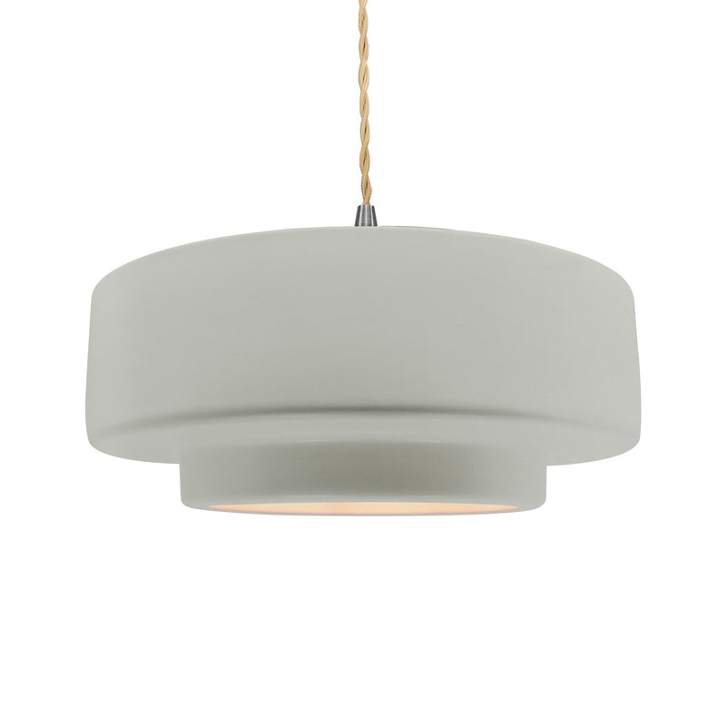 Justice Designs CER-6545-BIS-NCKL-BEIG-TWST One Light Pendant, Bisque