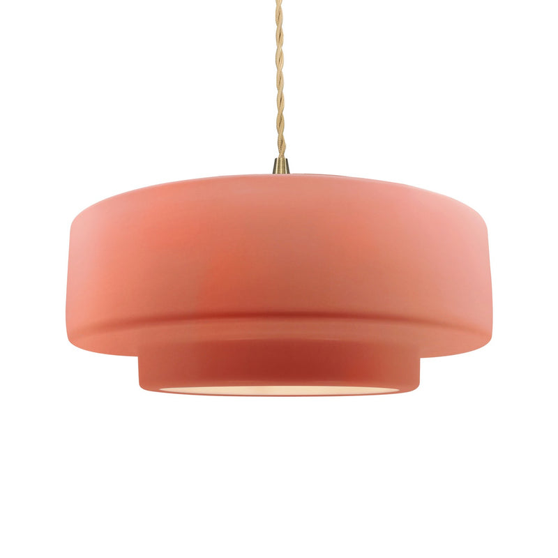 Justice Designs CER-6545-BSH-BRSS-BEIG-TWST One Light Pendant, Gloss Blush