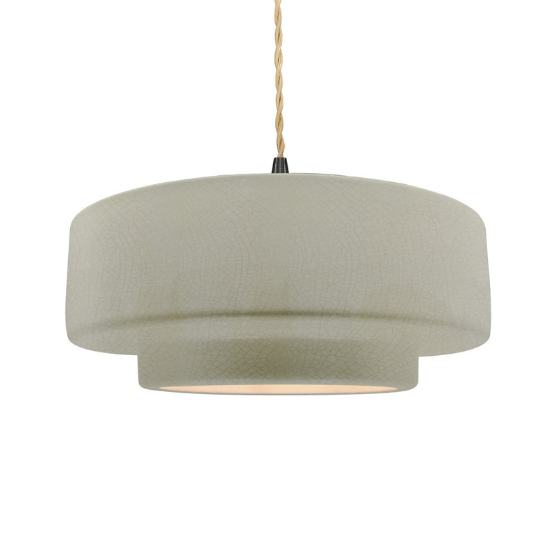 Justice Designs CER-6545-CKC-MBLK-BEIG-TWST One Light Pendant, Celadon Green Crackle