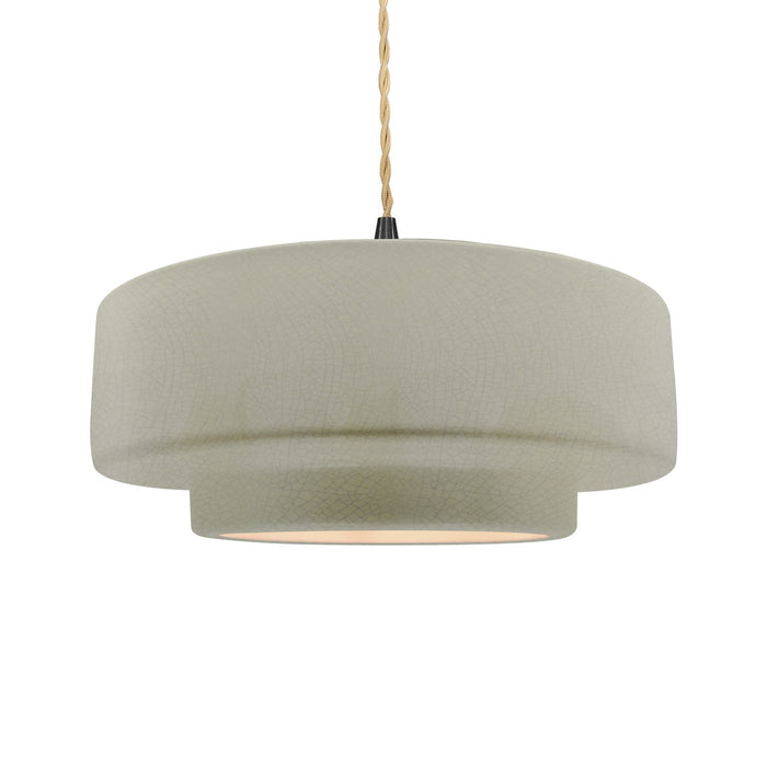 Justice Designs CER-6545-CKC-MBLK-BEIG-TWST One Light Pendant, Celadon Green Crackle