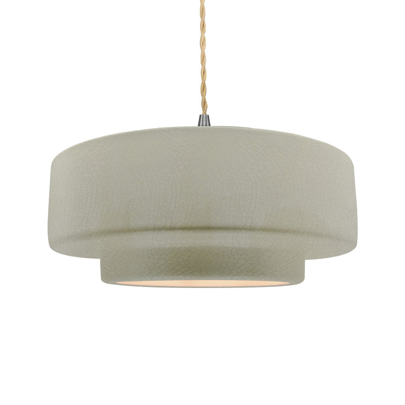 Justice Designs CER-6545-CKC-NCKL-BEIG-TWST One Light Pendant, Celadon Green Crackle