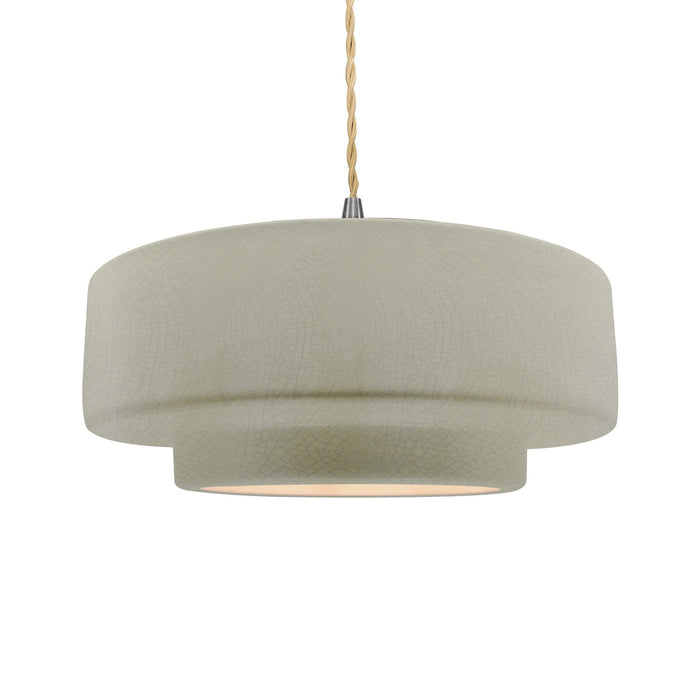 Justice Designs CER-6545-CKC-NCKL-BEIG-TWST One Light Pendant, Celadon Green Crackle